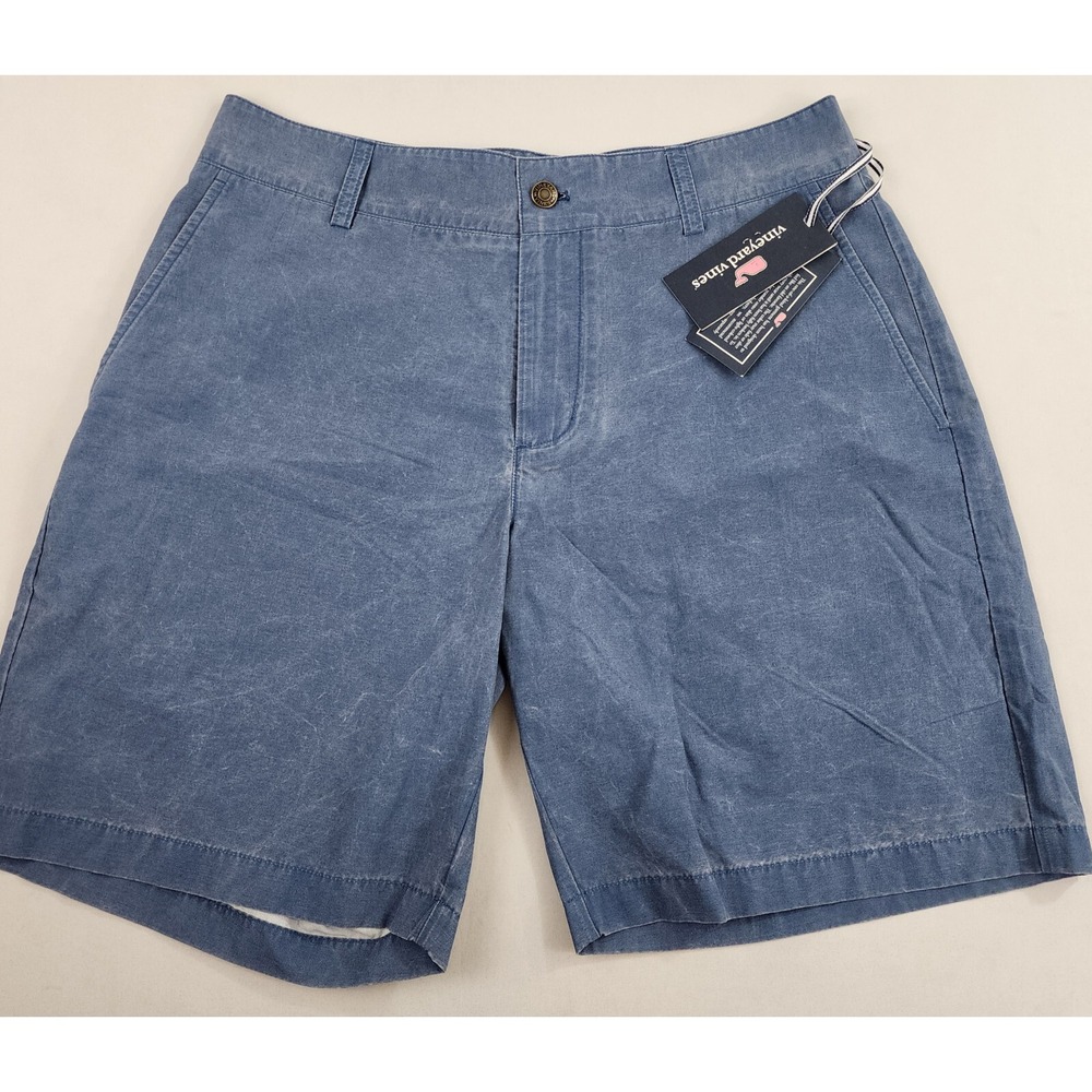 Vineyard Vines Mens 9 Inch Club Shorts Blue Size 32 NWT Flat Front Whale Logo